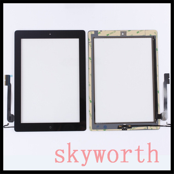 For iPad 2 3 4 5 ipad air Touch Screen Glass Digitizer replacements With home button & adhesive Complete Assembly DHL Free shipping