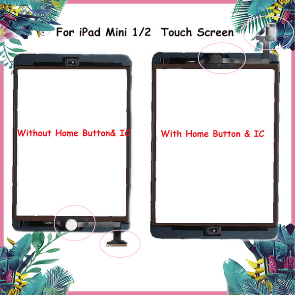 Touch Screen For iPad Mini 1 mini1 A1432 A1454 A1455 Mini 2 mini2 A1489 A1490 A149 Digitizer Sensor + IC Connector Home Button