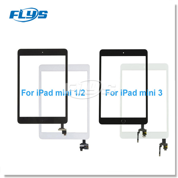 For iPad mini 1 mini 2 mini 3 Touch Digitizer Screen With IC & Home Button Flex Cable and Adhesives pre-installed Free Shipping DHL