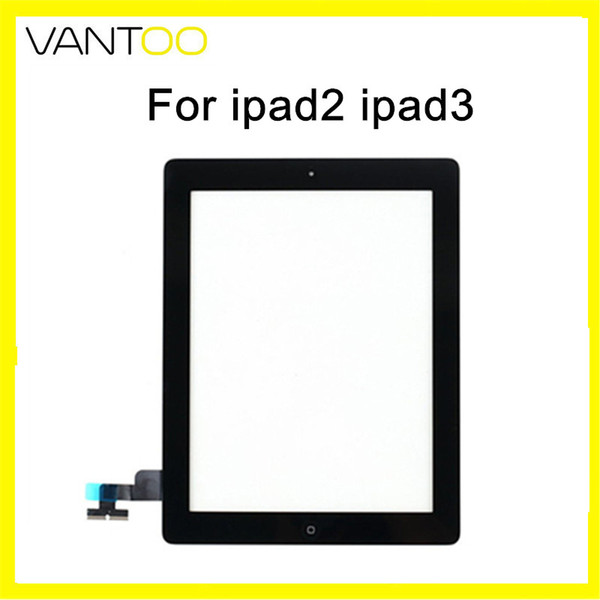 New Touch Screen Glass Digitizer Replacement With ic&Home Button For ipad 2 ipad 3 Black and White DHL Free Shipping