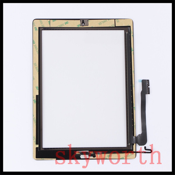 for iPad 2 3 4 mini Touch Screen Glass Panel with Digitizer home Button Adhesive Black and White