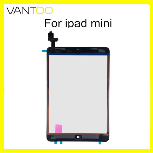 For ipad mini Touch Screen Glass Panel With Digitize IC Connector With Home Button White Black Free DHL