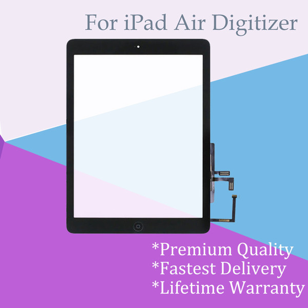 Wholesale for iPad Air 5th Black and White Touch Screen Digitizer Assembly with Adhensive and Home Button Pre-attched