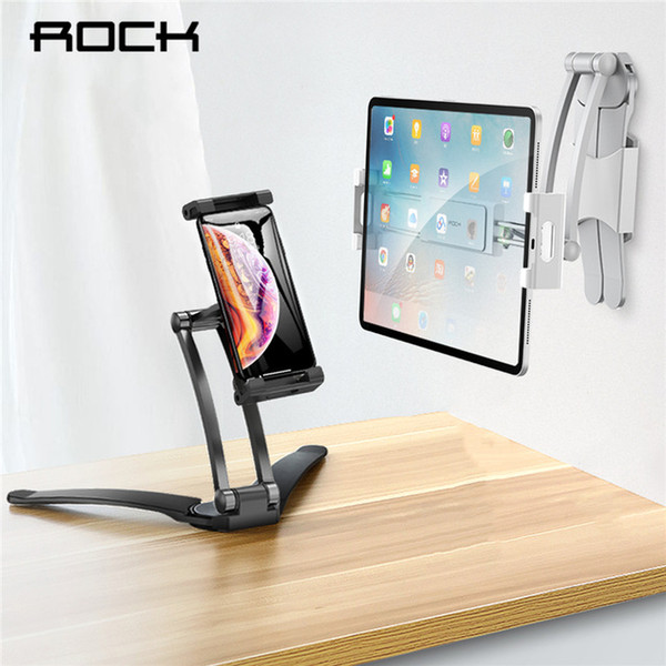 Adjustable Tablet Phone Holder ROCK For iPad 2 3 4 Air Mini Pro For iPhone 360 Degree Roating Desktop Stand For 5-10.5 Inch