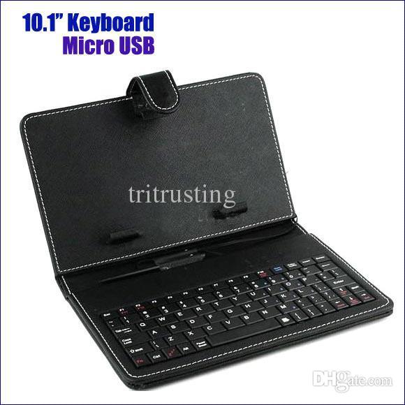 Wholesale - Freeshipping 10 10.1 inch Universal Keyboard multi-color PU leather Case with Micro USB Keyboard for Tablet Retail