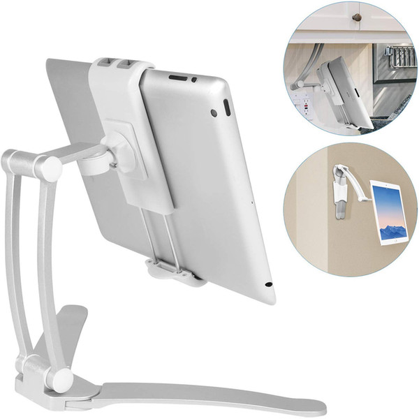 2-in-1 Kitchen Tablet Stand & iPad Wall Mount / Under Cabinet Holder- Perfect for Recipe Reading on Countertop or Using on Office Desktop