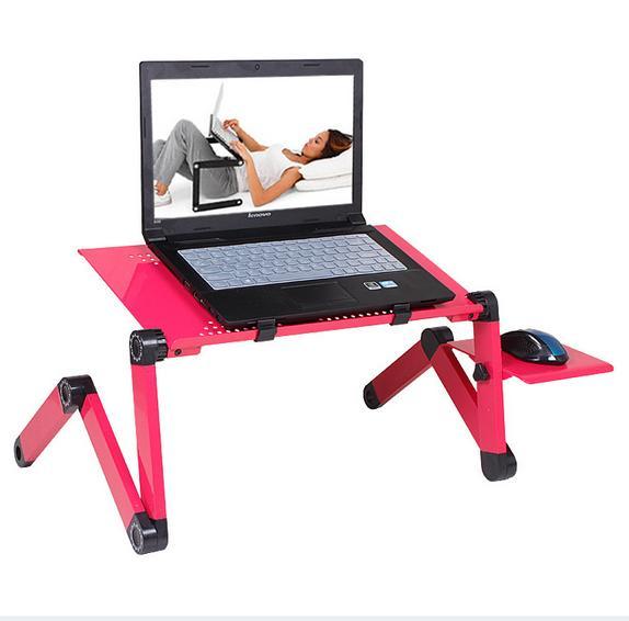 360° Adjustable Vented Laptop Table Portable Bed Tray Book Stand Tablet Foldable Laptop Notebook PC Desk,Black/Red