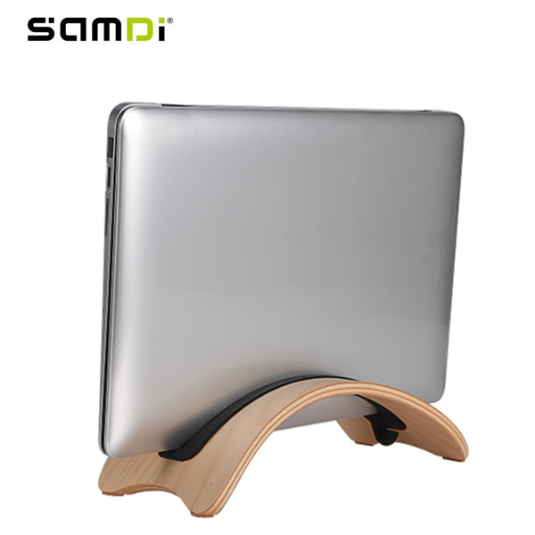 SAMDI Laptop Stand Notebook Wood Holder for Mac Air / Pro Natural Simple Vertical Desktop Wood Laptop Stand Notebook Wooden Holder Support