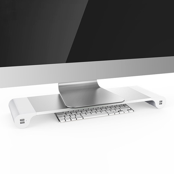 eClouds Aluminum 4 Ports USB Laptop Computer Monitor Holder Bracket Save Space Heighten Stand For PC Computer US EU UK Plug