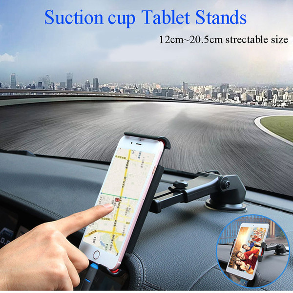 Suction cup style tablet stand car holder with 12cm~20.5cm clips 360 degree turning for mobile phone / Tablet PC using at car