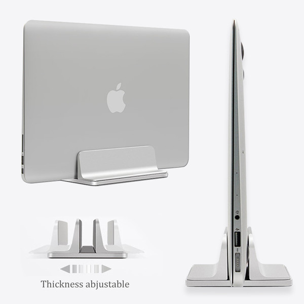 Aluminum Vertical Laptop Stand Thickness Adjustable Desktop NoteBooks Holder Erected Space-saving Stand for MacBook Pro / Air