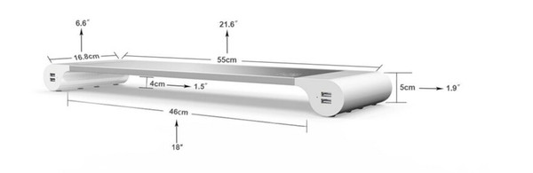 OLEEDA Aluminum Monitor Stand Space Bar with Keyboard Storage for Laptop MacBook and More (4 USB Ports)