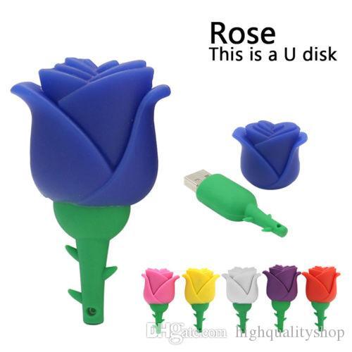 Real capacity 6 Colors Rose USB Flash Drive 256GB 128GB 64GB 32GB Pendrive Gift Usb Stick Disk On key Free Shipping