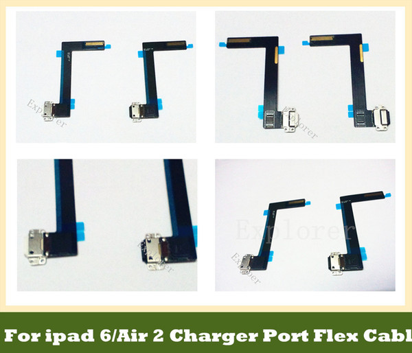 For ipad 6 Air 2 Charging Charger Port USB Dock Connector Flex Cable Black White Replacement Parts