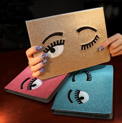 Cartoon 3D Big Eye Bling Glitter Flip PU Leather Tablet Case for iPad 2/3/4 Air Air2 Mini 2 3 Mini4 Protective Cover Case