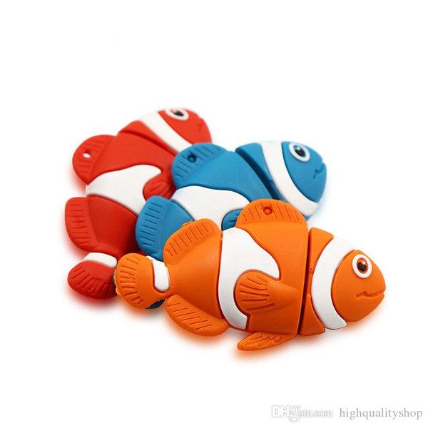 Real capacity Cartoon Fish Usb Flash Drive 32GB 64GB 128GB256GB Pen drive Gift Usb Stick