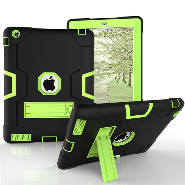 For iPad 234 Case Robot Dual Layer Plastic Soft Silicone Protection Heavy Duty Shockproof Protective Cover Case for iPad 234