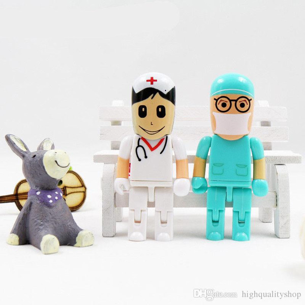 Real capacity Cartoon Usb Flash Drive 8GB 32GB 64GB 128GB Doctor Usb Stick Nurse Pendrive Free Shipping