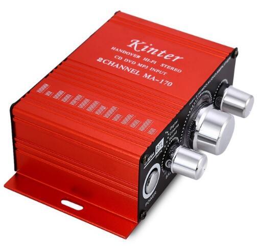 Kinter MA-170 Mini 12V 100W Hi-Fi Stereo Amplifier Booster DVD MP3 Red Speaker for Car Motorcycle Sound Mode Audio Support