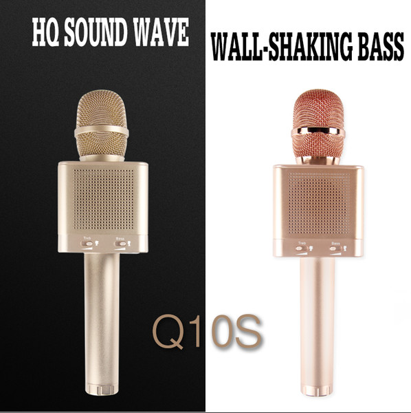 10pcs Wholesale-Q10S Gold Wireless Bluetooth Microphone KTV Karaoke Music Tool Stage Performance Wifi MicrophoneVoice For iPhone Android