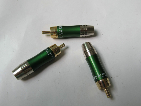 50pcs DIY Gold Plated Green Color RCA male plug Audio Video Adapter Connector A/V Accessories , good Quality