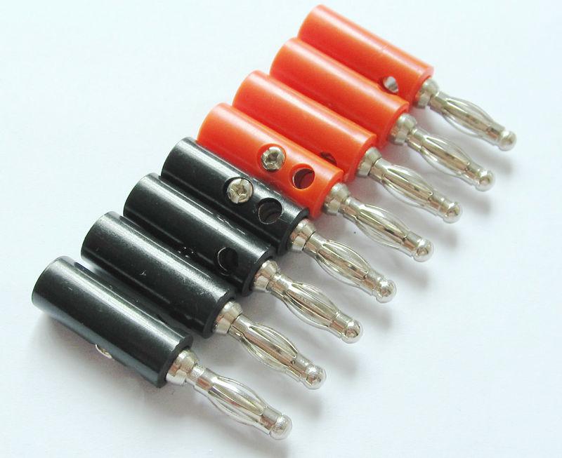 New 20 pcs (10pcs black and 10pcs red) Banana Male Speaker Plug Adapters Connectors