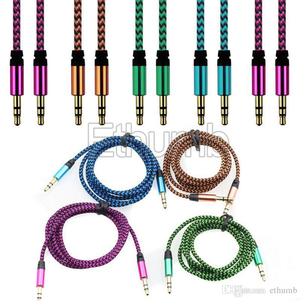 Audio cable 3.5mm nylon braided AUX usb Cables metal connector Male To Male Stereo Car Extension Audio Cable For MP3 smart phones