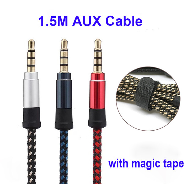 1.5M 5FT Braid Aux Cable Unbroken Metal Connector 3.5MM Male to Male Car Audio Extension Braided Cable 2018 New