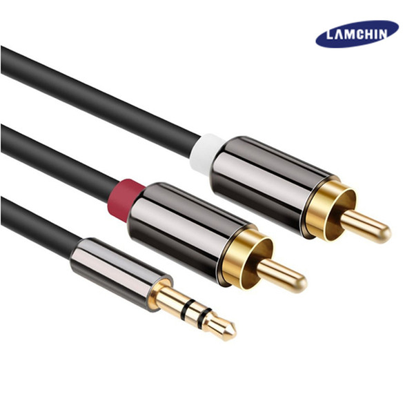 2 RCACable Hifi Jack Audio metal cable 3.5mm male to male 1M 2M for TV,computer,VCD,DVD,MP3