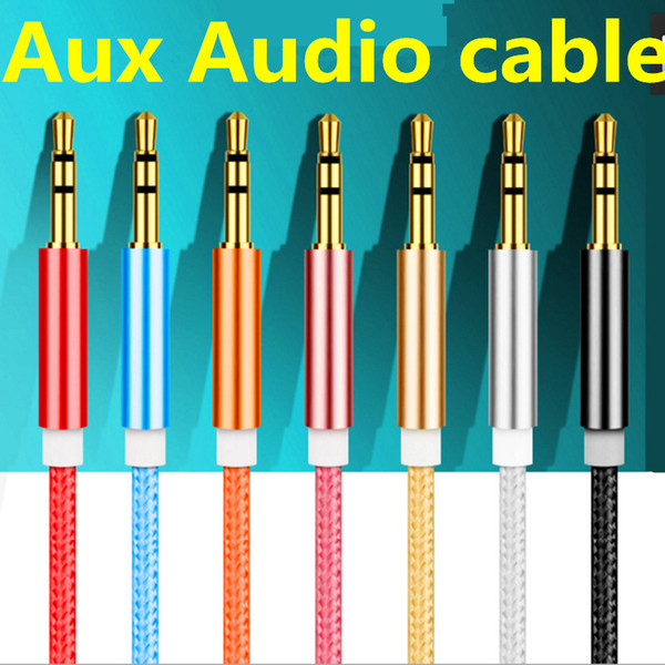 Braided Aux Audio Auxiliary Cable 1.2m 3.5mm AUX Extension Male to Male Audio Cable 1.2M Stereo Car Nylon Cord Jack For Digital Device