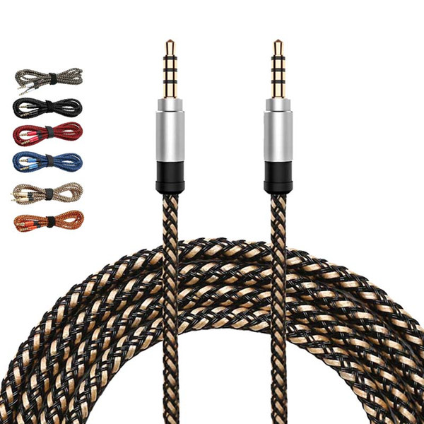 3.5mm Male to Male Gold Plated Audio Braided Aux Cable Cord For Car For iPhone 5S 6 6S plus Speaker phone