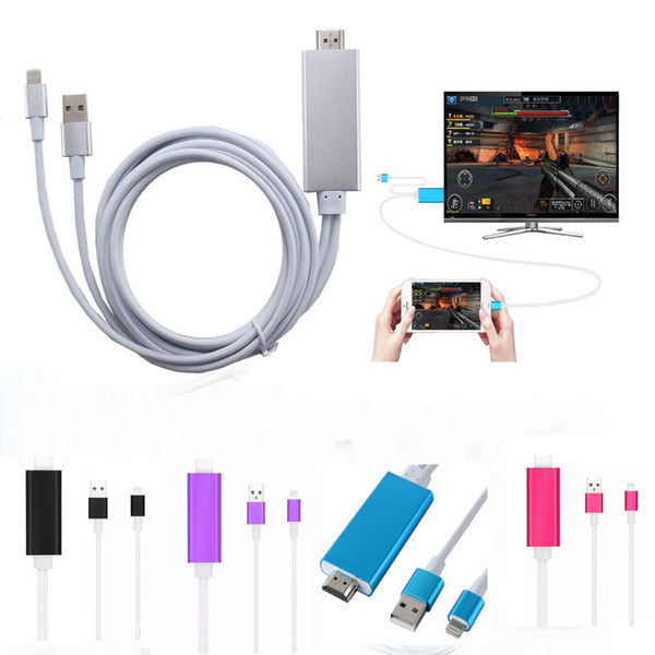 New Plug and play Lightning to hdmi data cable for Ipad Iphone 5 6 6S 7 Plus ipad Support HD1080P ConnectionTV ios10