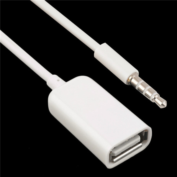 3.5mm Male AUX Audio Plug Jack To USB 2.0 Female Converter Cord Cable Car MP3