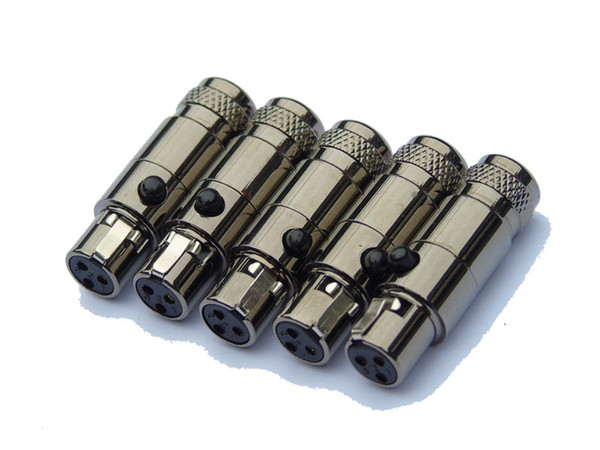 Free shipping 5pcs/lot Female & male Audio Microphone connector with TA3FSH TA3MSH Mini XLR Connector, black chromium plating Steel Shell