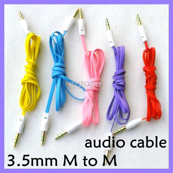 3.5mm Jack Male to Male M /M Flat Stereo Audio AUX Cable noodle flat cable for iPhone 5 4 4S iPod