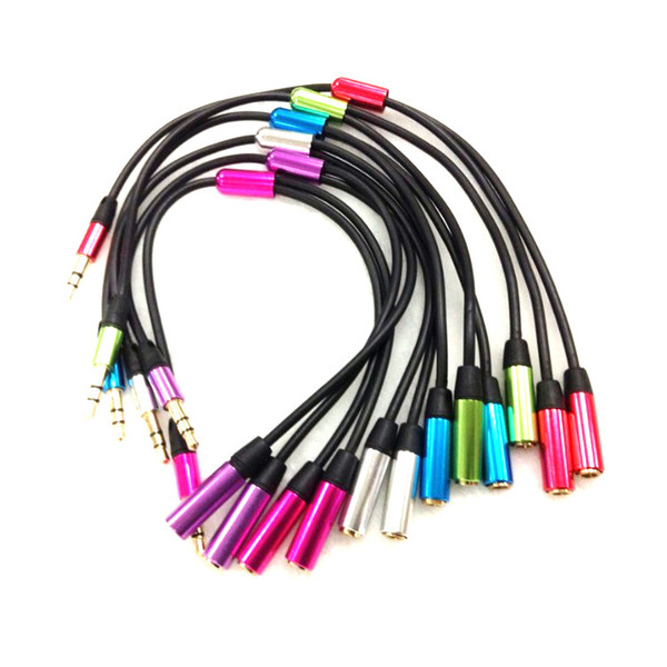 25CM Golden Joint Audio Cable Splitter 1 to 2 Audio Cable 3.5mm Male To 2* 3.5mm Female Earphone Y Splitter Adapter Audio Cable cords