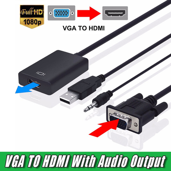 New VGA Male to HDMI Female Converter Adapter Cable With Audio Output 1080P VGA HDMI Adapter For PC Laptop to HDTV Projector