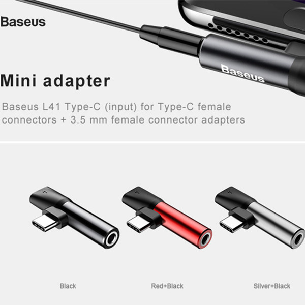 Baseus USB Type C to 3.5mm Jack Adapter For Xiaomi Huawei P20 Pro Type-C OTG Charging Cable Jack 3.5mm Earphone Extension