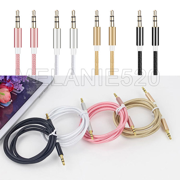 1m/3ft 3.5mm Braided AUX Audio Cables Universal Male to Male Jack to Jack For MP3 Speakers