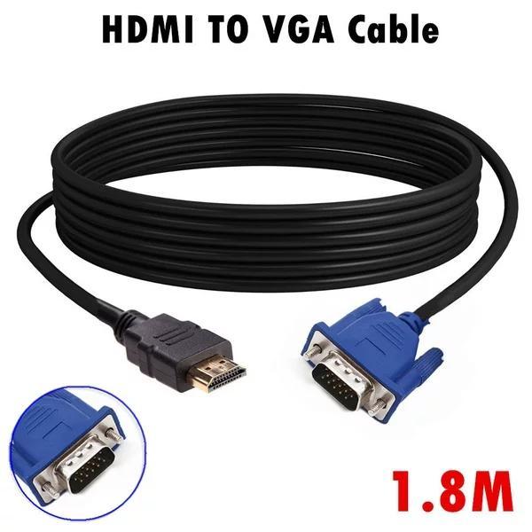 1.8m 6ft HDMI to VGA Male Adapter Converter Cable for tablet pc tv mobile phone 1080p