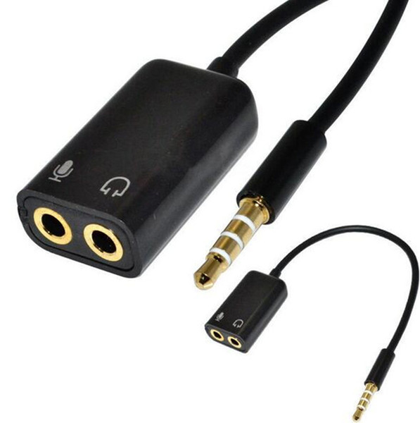 12cm DC3.5mm 4 pole stereo TRRS audio Splitter cable male to Earphone headset + microphone adapter for PC phone