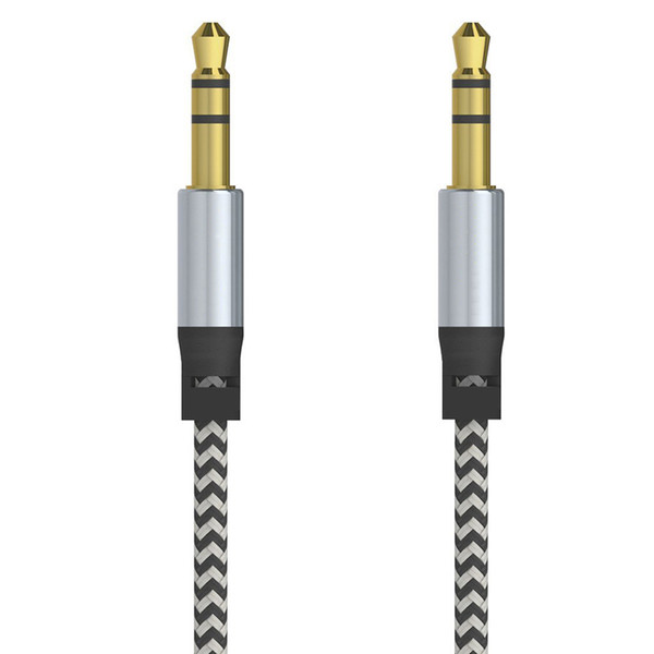 Car Audio AUX Extention Cable Nylon Braided 3ft 1M wired Auxiliary Stereo Jack 3.5mm Male Lead for Apple and Andrio Mobile Phone Speaker DHL