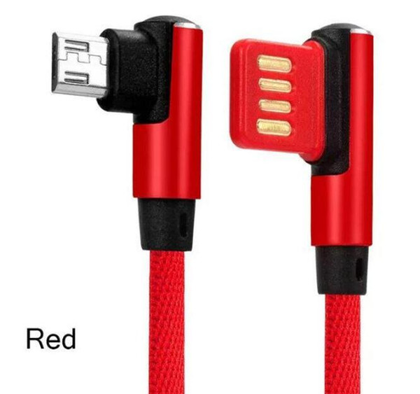 Micro USB Cable 90 Degree 1M 3Ft Data Cable Metal Braided L Bending Type Fast Charging Cable Game for Android Xiaomi Samsung LG