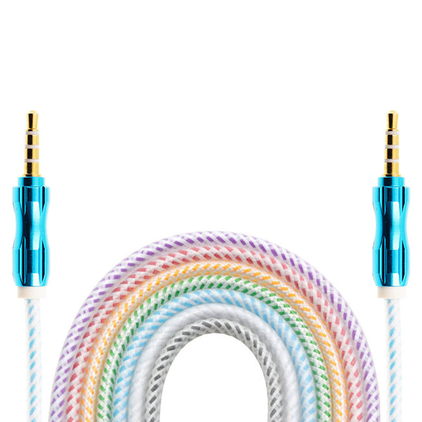 200pcs/up 1.5M 3.5mm Jack Male Stereo Build in Fabric Braided Aux Audio Cable For iPhone 5 6 for samsung