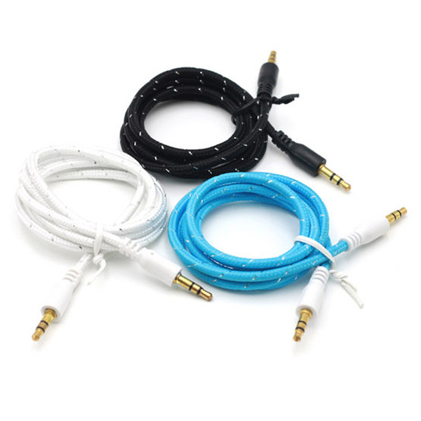 1M Braided AUX 3.5mm Stereo Auxiliary Car Audio Cable Male to Male for iPhone 6 6+ /Samsung Galaxy S5/PDA/ipad/MP3