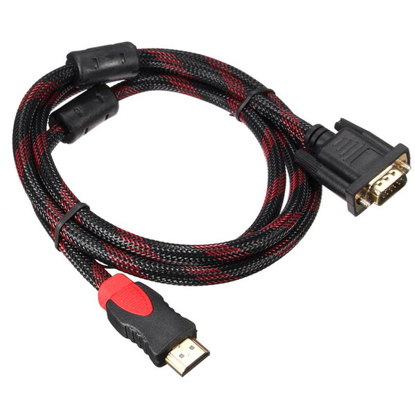 1.5M Black/Red Full HD DMI Male to VGA HD-15 Male Connector Adapter Converter Cable for High Definition Player