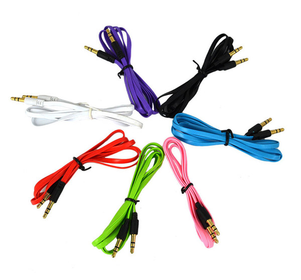 Flat Noodle Aux Cable Auxiliary Cables 3.5mm Jack Male to Male Car audio Stereo Cord Wire for Phone iPhone iPad iPod