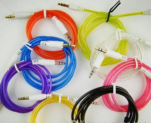 1M Double Layer 3.5mm Male to Male Stereo Aux car Audio Cable for iPhone iPod MP3 500pcs