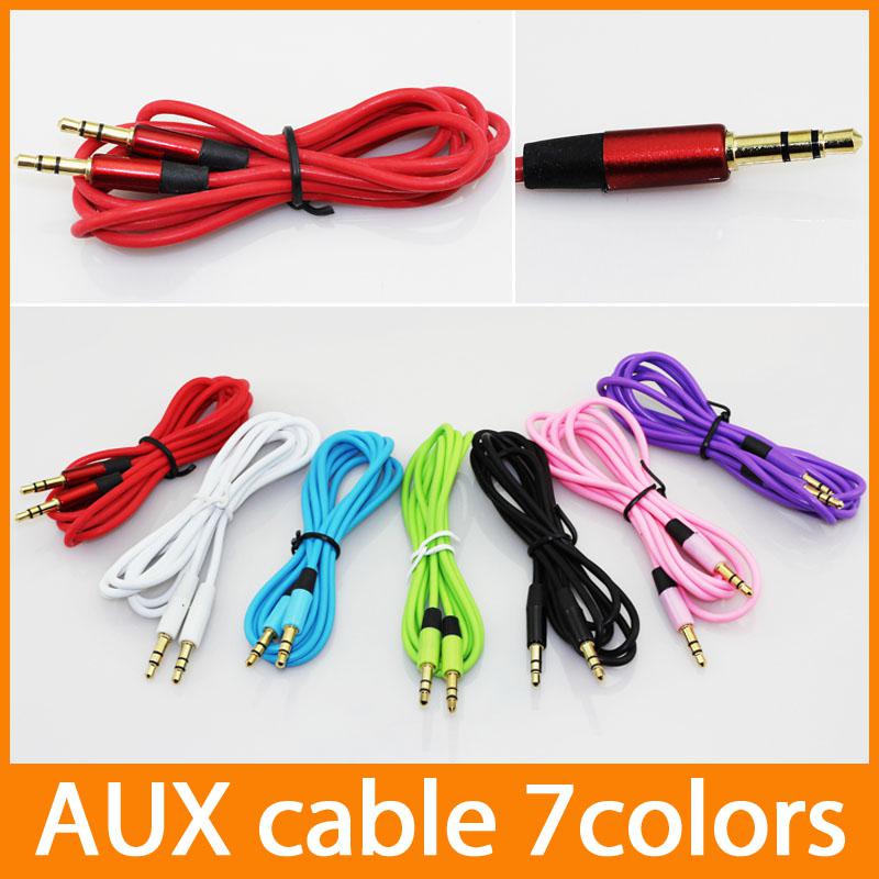 3.5mm AUX audio cables male to male Stereo Car Extension audio Cable for MP3 for phone free shipping colorful