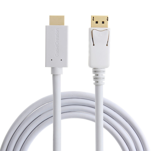 CableCreation Gold Plated (DP1.2) DisplayPort to HDMI Cable, 4K X 2K & 3D Audio/Video Converter, White Color 6ft/1.8M